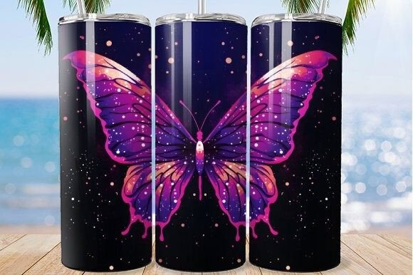 Bold Pop Art Glitter Butterfly Tumbler: A Statement of Style and Creativity