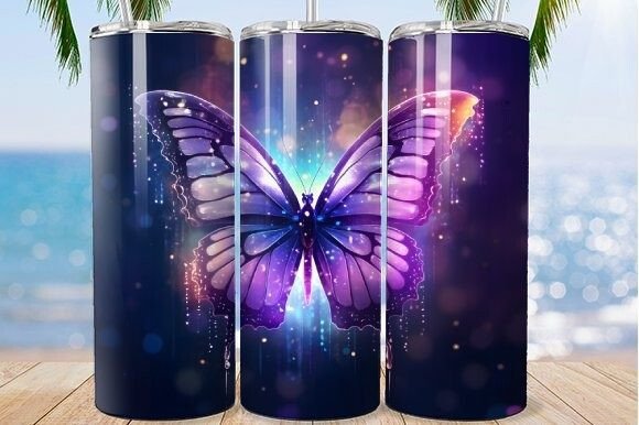 Bright Purple Butterfly Tumbler Wrap