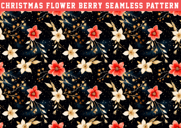 Christmas Flower Berry Pattern for Design Projects