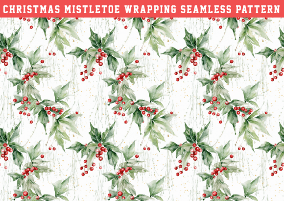 Christmas Mistletoe Wrapping Seamless