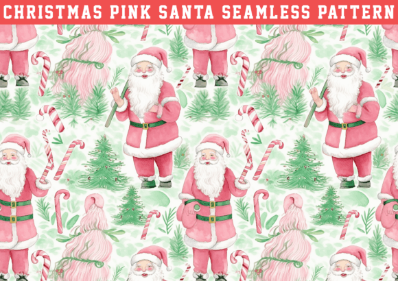 Christmas Pink Santa Pattern – A Unique Design for Holiday Creations