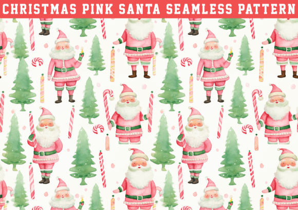Christmas Pink Santa Seamless Pattern: A Versatile Digital Design for Holiday Creativity
