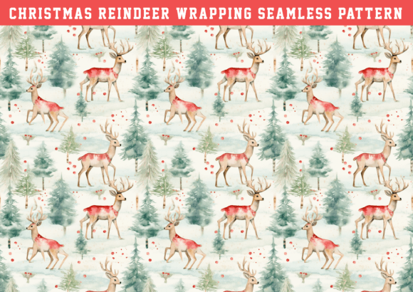 Christmas Reindeer Wrapping Pattern