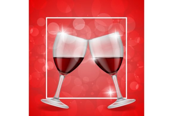 Clinking Glasses of Red Wine on Red Background: A Symbol of Love and Celebration