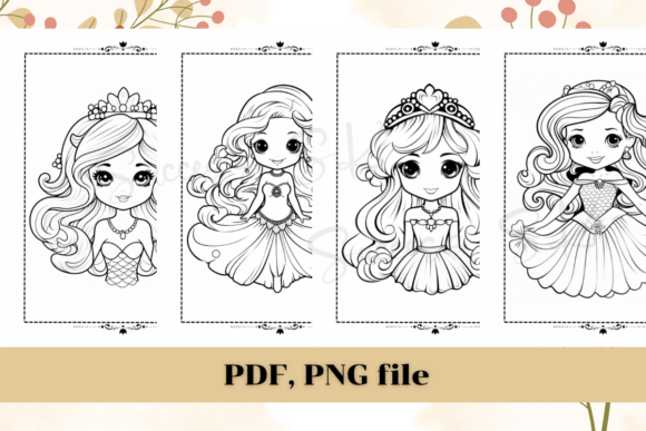 Cute Mermaid Princess Coloring Pages KDP