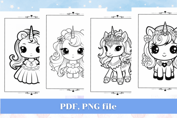 Cute Unicorn Princess Coloring Pages KDP