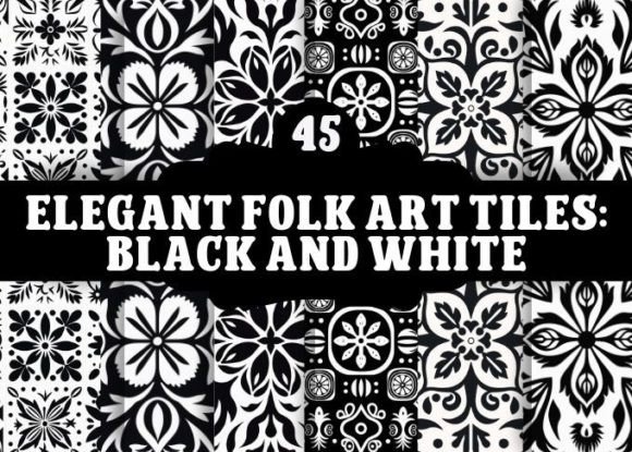 Elegant Folk Art Tiles Black and White: A Timeless Addition to Your Creative Projects