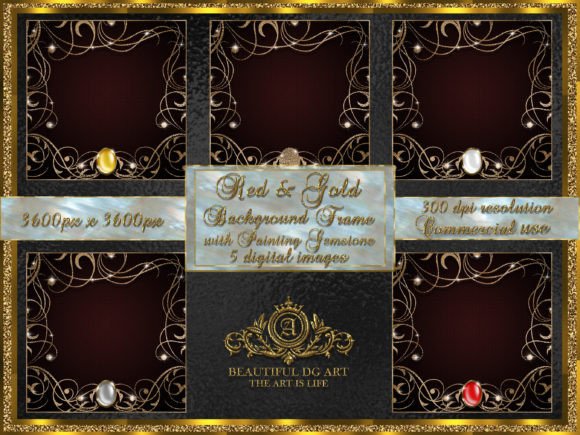 Enhancing Creativity with Red Gold Background Frame Gemstones