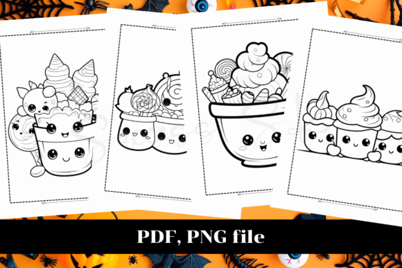 Kawaii Candy Halloween Coloring Pages 3