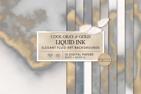 Liquid Ink Cool Grey Gold Digital Papers: A Versatile Creative Resource