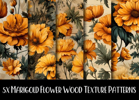 Marigold Flower Wood Texture Patterns