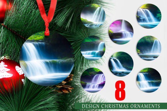 Ornaments Waterfall Background: Creative Decor for Holiday Printing