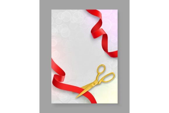 Scissors Cutting Red Ribbon on Decorativ: A Versatile Design Element
