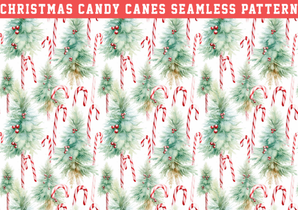 Watercolor Christmas Candy Cane Pattern
