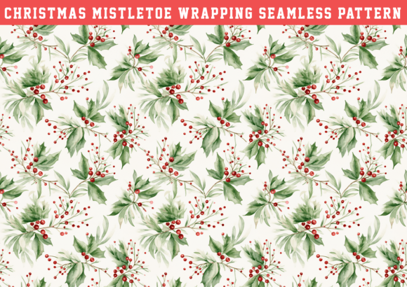 Watercolor Christmas Mistletoe Pattern: A Festive Digital Design for Creative Projects