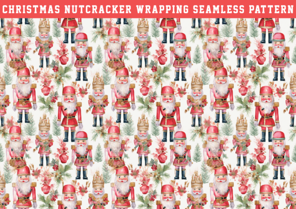 Watercolor Christmas Nutcracker Pattern