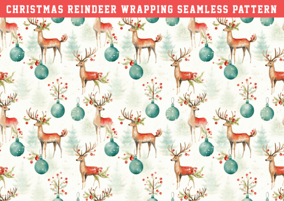 Watercolor Christmas Reindeer Seamless