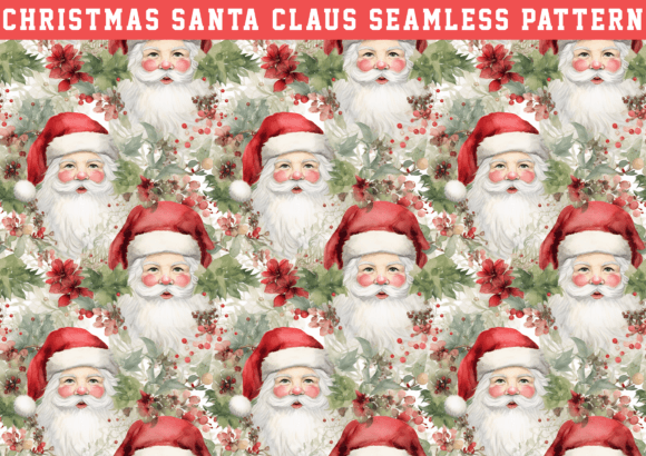 Watercolor Christmas Santa Claus Pattern: A Versatile Design for Creative Projects