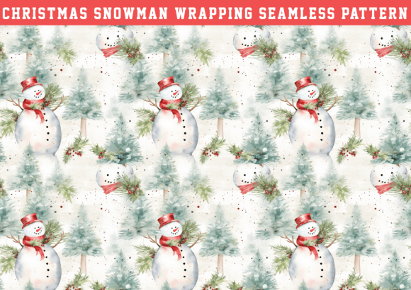 Watercolor Christmas Snowman Pattern