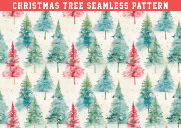 Watercolor Christmas Tree Pattern