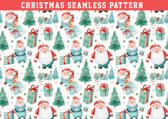 Watercolor Santa Claus Seamless Pattern: A Versatile Design for Creative Projects