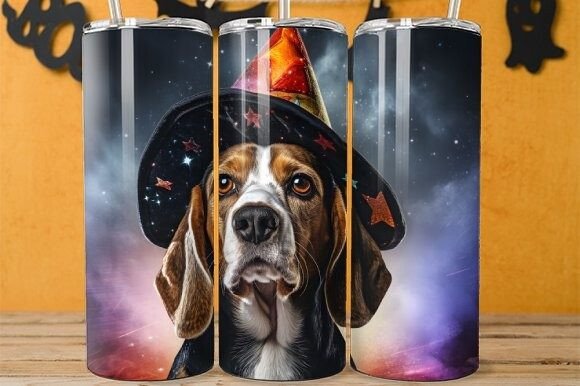 Witchy Beagle Stained Glass Tumbler